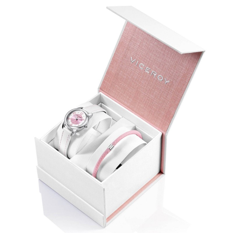 Reloj Viceroy blanco y rosa con auriculares para niña