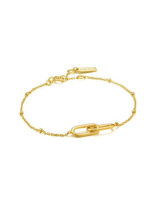 Pulsera Ania Haie Gold Beaded Chain Link B021-01G Plata de Ley | Joyeriá Parejo