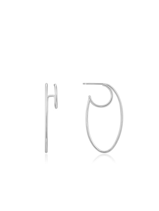 Pendientes Ania Haie Silver Oval Double Hoop E023-15H Plata de Ley