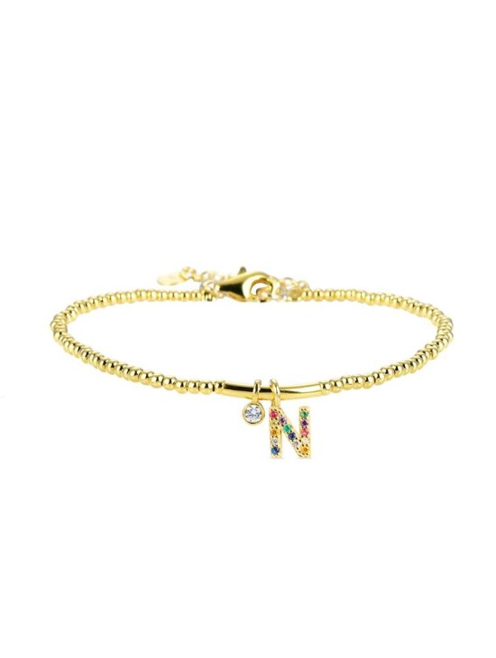 Pulsera Luxenter Letra N BH184Y20N00 Plata de Ley Dorado