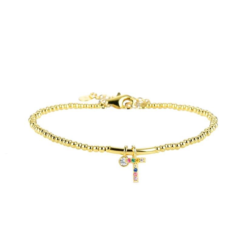 Pulsera Luxenter Letra T BH184Y20T00 Plata de Ley Dorado