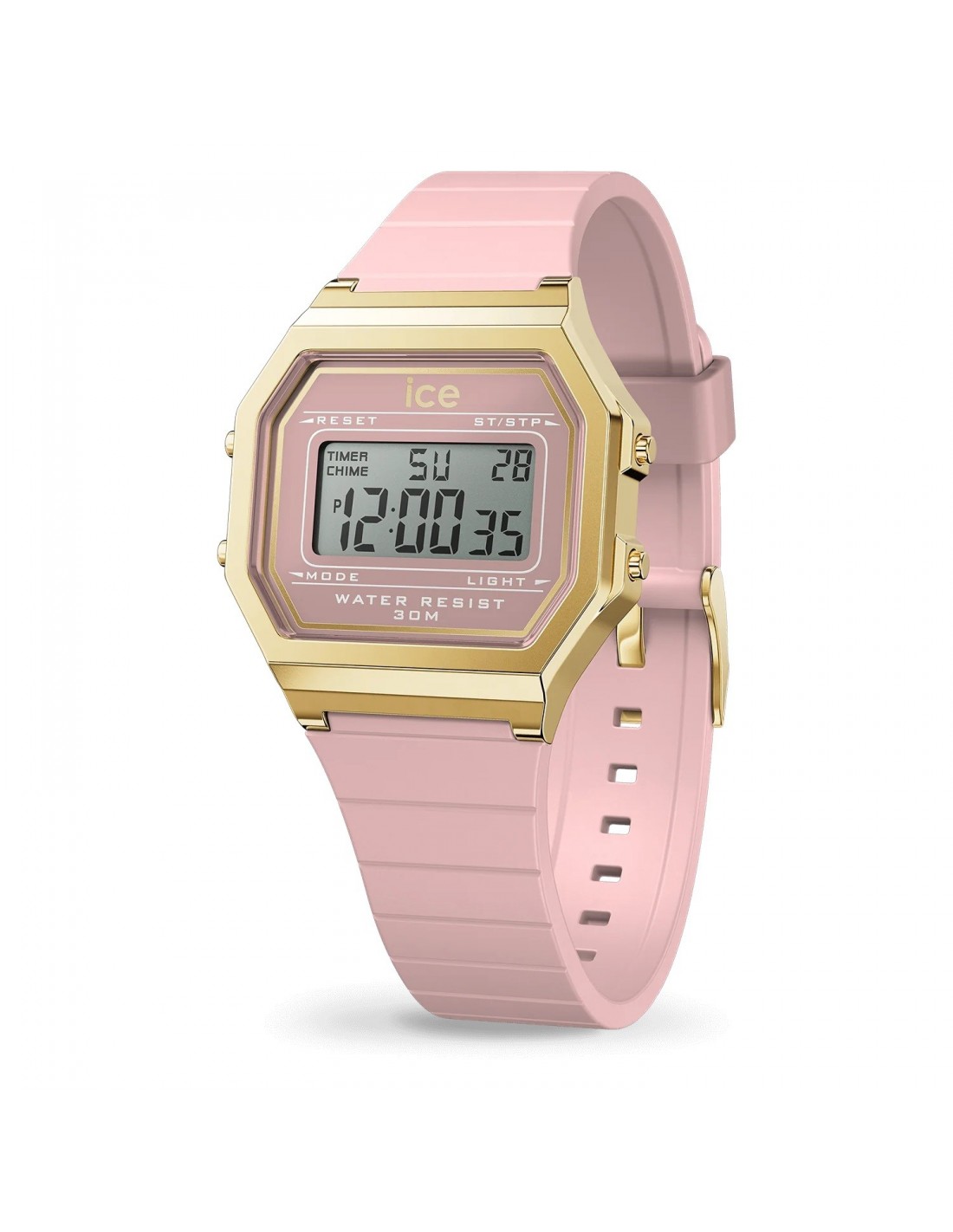 Reloj digital de mujer rosa dorado